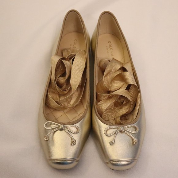 Women's Cole Haan Gold Ballet Flats - Multi Sizes - Picture 2 of 9
